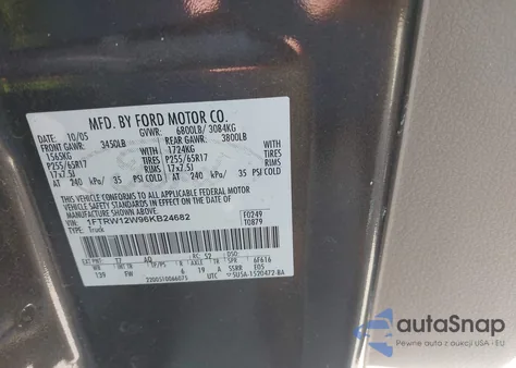 2006 Ford F-150 Xlt from USA, damaged, VIN 1FTRW12W96KB24682